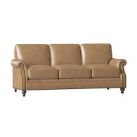 Bradington-Young West 82" Genuine Leather Rolled Arm Sofa