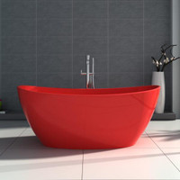 Solid Surface Matt Red 64.2" Freestanding Tub