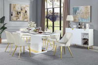 Acme - 7 Piece, 71 Inch White or Grey High Gloss Dining Table with 3 Choices of Chairs
