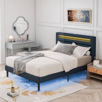 Ivy Bronx Bed Frame with LED Lights and Four Bottom Drawers for Stable Storage and Assembly