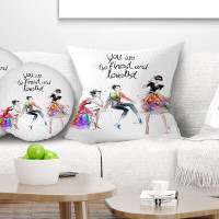 The Twillery Co. Abstract Portrait Three Pretty Fashion Girls Pillow