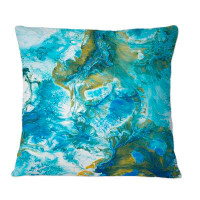 East Urban Home Blue And White Liquid Art Waves IX - Modern Printed Throw Pillow