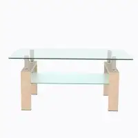 Wrought Studio Rectangle  Glass Coffee Table, Clear Coffee Table,Modern Side Center Tables