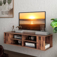 Millwood Pines Millwood Pines Air-TS-BR Wall Mounted Media Console,Floating TV Stand Component Shelf, Brown