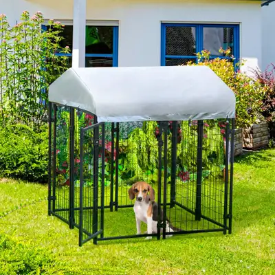 Box Kennel With Cover 47.25" x 47.25" x 54.25" black