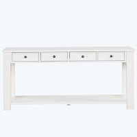 Rosecliff Heights 63" Pine Wood Console Table Easy Assembly 63 inch Long Sofa Table (Antique White)