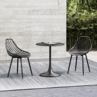 Corrigan Studio Kurv Bistro 24" Round Dining Table for Indoor or Patio with Steel Top and Pedestal Base plus Chairs