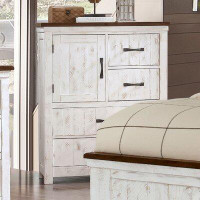 Gracie Oaks Wooden Chest With 4 Drawer In Distressed White