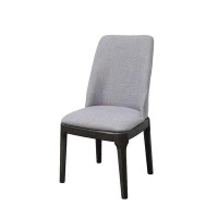 George Oliver 23" X 21" X 39" Light Grey Linen Upholstered Seat And Oak Wood Side Chair