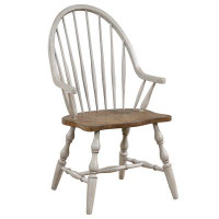 One Allium Way Country Grove Distressed Light Grey And Nutmeg Brown Arm Chair