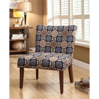 Red Barrel Studio Quennie Fabric Parsons Chair in Dark Blue And Brown Abstract