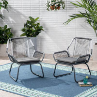 Brayden Studio Modern Woven Rattan Club Chairs - Set Of 2 For Stylish Backyard Decor
