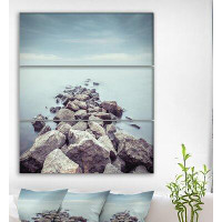Made in Canada - East Urban Home 'Grey Rocks Ukraine Minimalist Misty' Landscapes Sea & Shore Photographic on Wrapped Ca