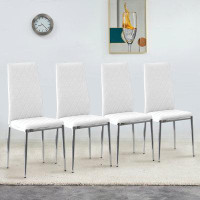 Ivy Bronx 4-piece set of silver metal legs white chair