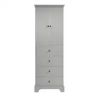Inbox Zero Storage Cabinet with 2 Doors & 4 Drawers, Adjustable Shelf, MDF Board with White Painted Finish