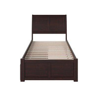Harriet Bee Salem Solid Wood Sleigh Storage Platform Bed with Footboard and Under Bed Drawers