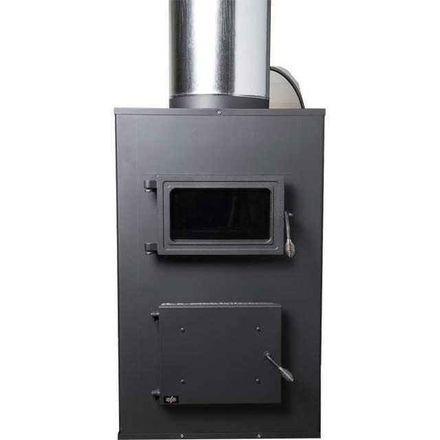 Hitzer Energy Master II Model 710 stoker hot air furnace - 160 Lb hopper Heats upto 3000 SquFt - 10,000 - 150,000 BTU in Fireplace & Firewood