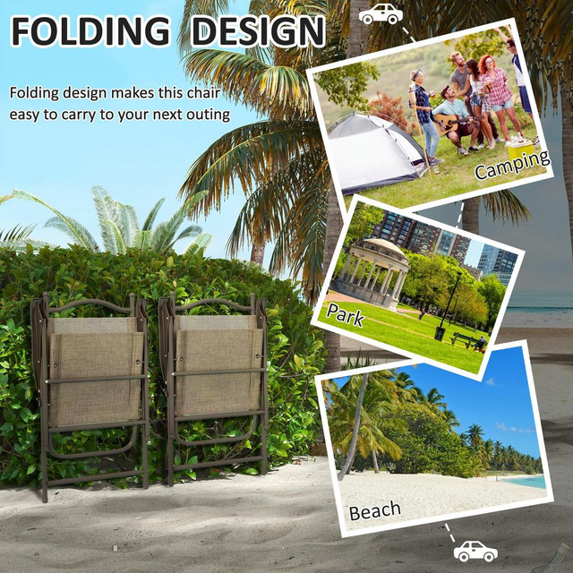 Folding Chair 22" x 24.4" x 38.2" Brown in Patio & Garden Furniture - Image 4