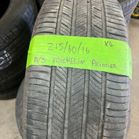 215 60 16 2 Michelin Premier Used A/S Tires With 85% Tread Left