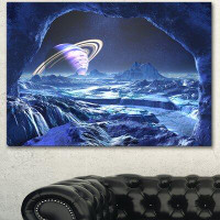 Design Art Electric Blue Alien World - Wrapped Canvas Photographic Print