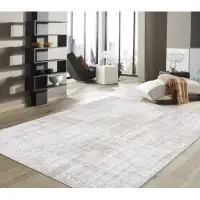 Pasargad Nola Hand Loomed Rectangle 5'3" x 7'8" Area Rug in White/Grey