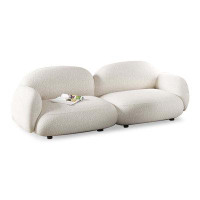 MABOLUS 90.55" White Velvet Modular Sofa cushion couch