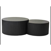 MR Vertical Stripe Design Nesting Coffee Table Set for Living Room, Bedroom,(Set of 2 Pieces)