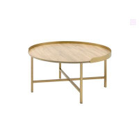 Mercer41 Round Coffee Table With Metal Base