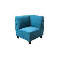 Ebern Designs Luna's Armless Corner Chair Steel Blue Flannel