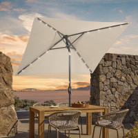 Arlmont & Co. Upgrade Your Outdoor Space: 6.5×6.5FT LED Square Patio Umbrella with UV Protection, Easy Tilt