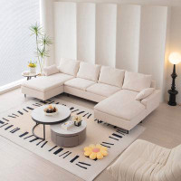 Latitude Run® U-Shaped Linen Sectional Sofa