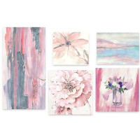 East Urban Home Shabby Pink Collection' 5 Piece Gallery Wall Set on Canvas