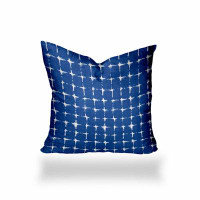 Dakota Fields 18" X 18" Blue And White Blown Seam Gingham Throw Indoor Outdoor Pillow