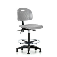 Latitude Run® Newport Industrial Polyurethane Chair - High Bench Height With Seat Tilt, Chrome Foot Ring, & Casters In G