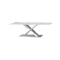 Orren Ellis 12Mm Marble Look Glass Table Top Chrome And Marble Look Legs With Chrome Base Dining Table