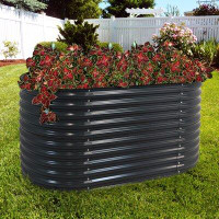 Gracie Oaks Lemark Oval Stand-Up Steel Raised Garden Bed