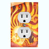 WorldAcc Metal Light Switch Plate Outlet Cover (Colourful Red Yellow Sun Blush - Single Toggle)