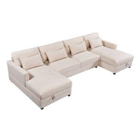 Latitude Run® Modern Large U-Shape Sectional Sofa, 2 Large Chaise With Storage Space And 4 Lumbar Support Pillows