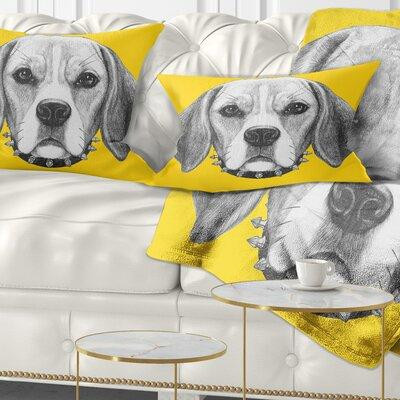 East Urban Home Animal Funny Beagle Dog with Collar Lumbar Pillow in Bedding