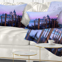 Made in Canada - East Urban Home Seascape Venice Sunset Panorama at Twilight Lumbar Pillow