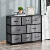 Rebrilliant 8-Drawer Dresser, 3-Tier Fabric Chest Of Drawers, Storage Tower Organizer Unit With Steel Frame Wooden Top F