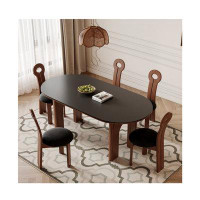 PEPPER CRAB French black rock slab oval arch dining table set