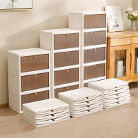 Rebrilliant 1Pc Stackable Folding Shoe Box - Free-Installation Storage Cabinet - Plastic Sneaker Organizer With Foldable
