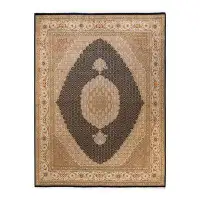 The Twillery Co. Hand Knotted Wool Traditional Hayner Black Area Rug 8' 1" x 10' 5"