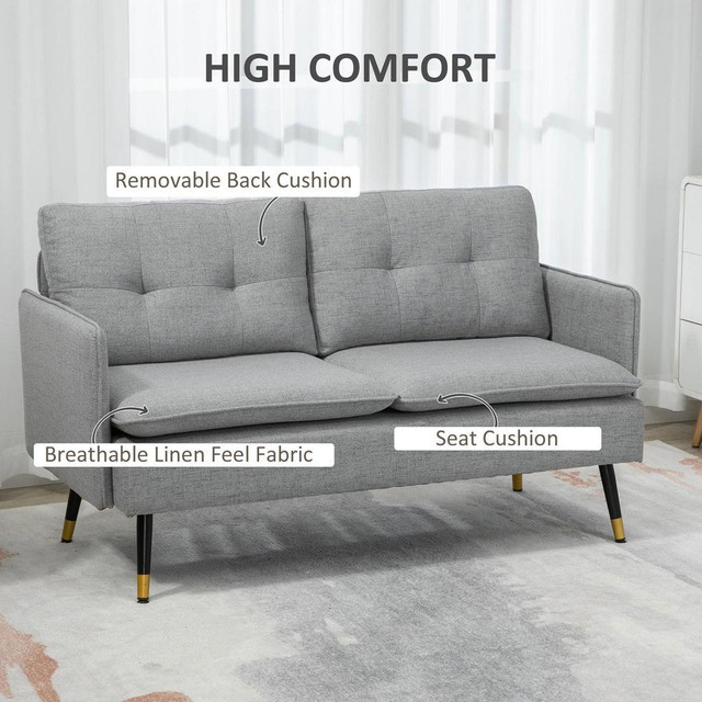 55 LOVESEAT SOFA FOR BEDROOM, MODERN LOVE SEATS FURNITURE WITH BUTTON TUFTING, UPHOLSTERED SMALL COUCH FOR SMALL SPACE, in Couches & Futons - Image 4