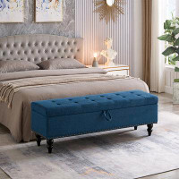 Alcott Hill 59" Bed Bench With Storage Fabric