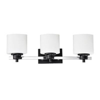Latitude Run® 3-light Black And Chrome Finish Vanity Lights With Etched White Glass Shades