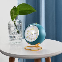 Mercer41 Analogue Alarm Clocks,Retro Backlight Cute Simple Design Small Desk Clock With Night Light,Silent Non-Ticking,B