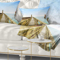 Made in Canada - East Urban Home Seascape Pier and Lighthouse France Lumbar Pillow