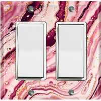 WorldAcc Metal Light Switch Plate Outlet Cover (Pink Marble Swirl Image - Single Toggle)